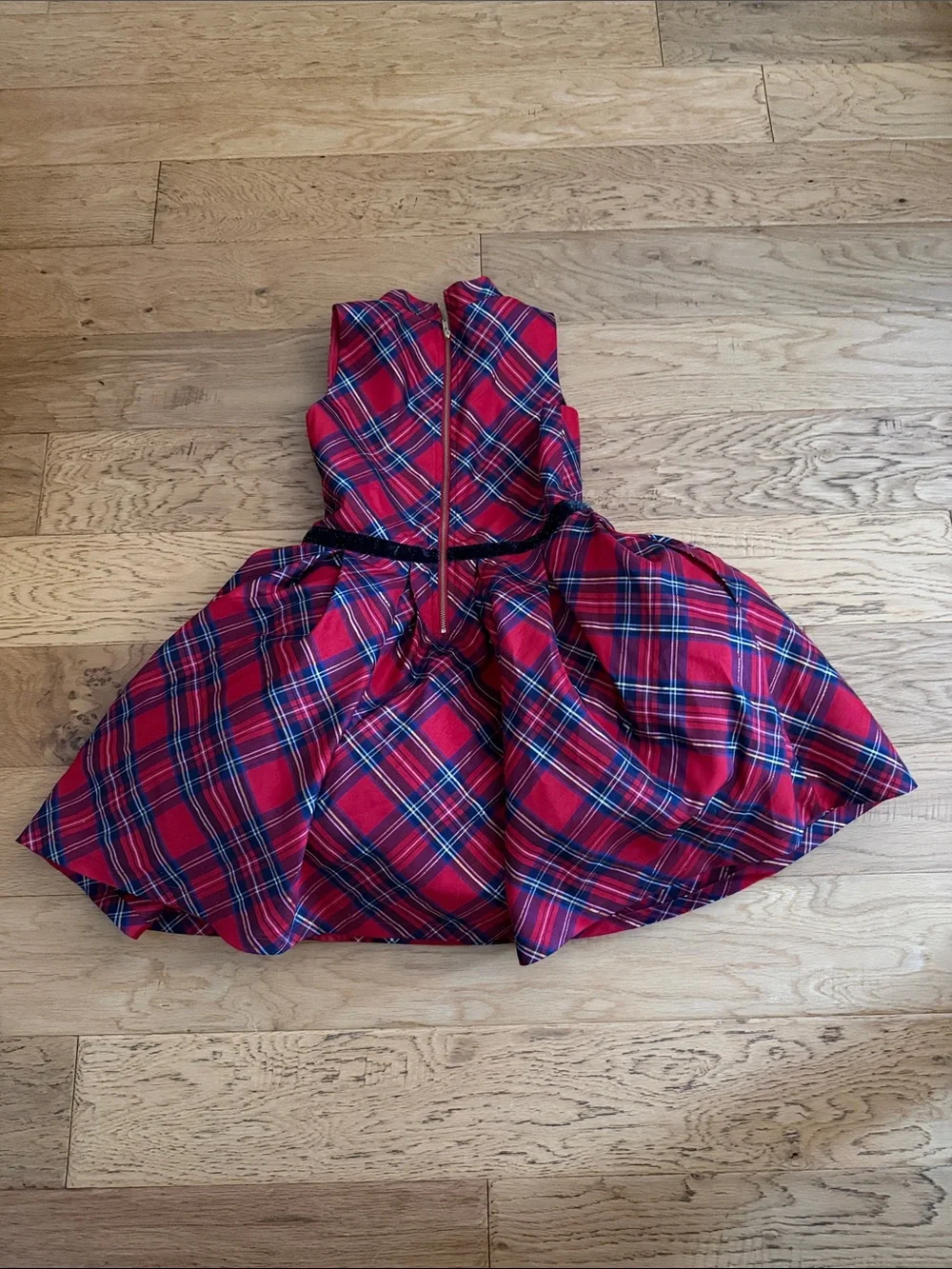 NWOT - 8T - American Girl - Red Plaid Party Dress with Black Waistband